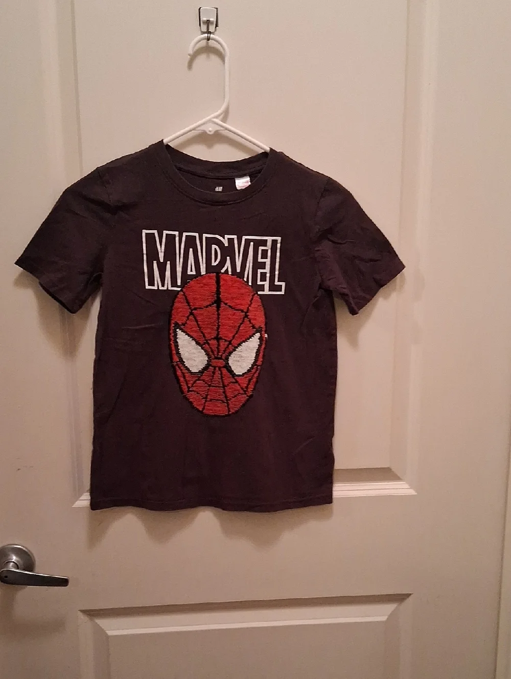Marvel Brown Tee with Red Spider-Man Face and White Logo